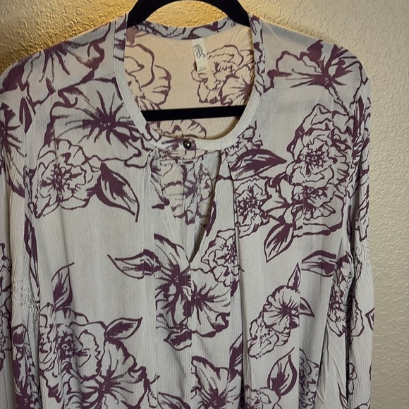 Free People Purple and Gray Floral Tunic top or Mini Dress/ Size Small - Picture 4 of 12